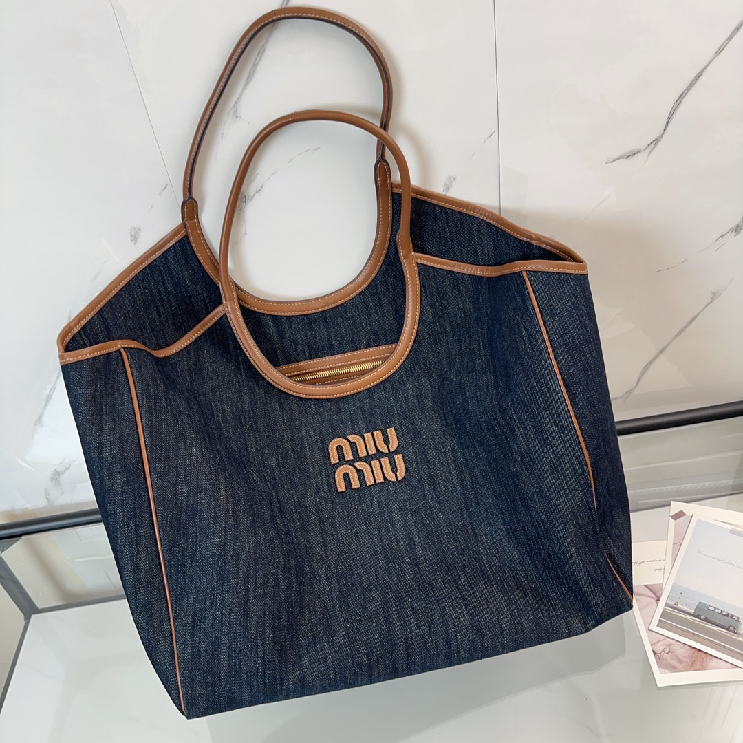 Miu Miu IVY denim bag 37x 36x18cm