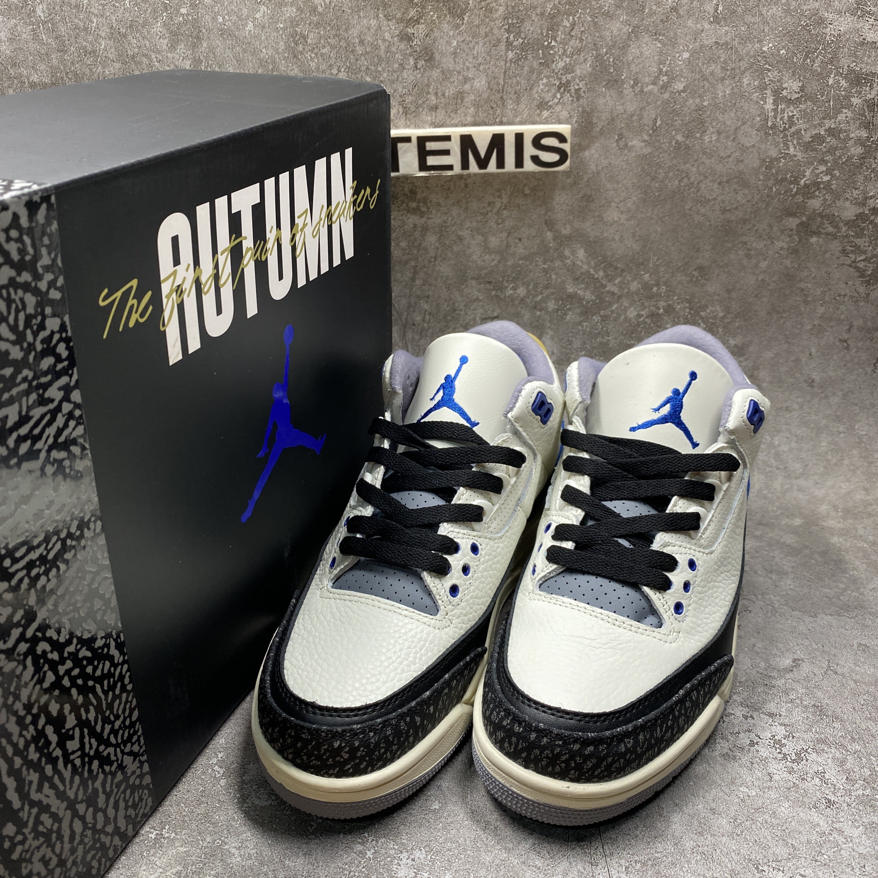 Air Jordan 3 Retro UNC White Black Blue Yellow