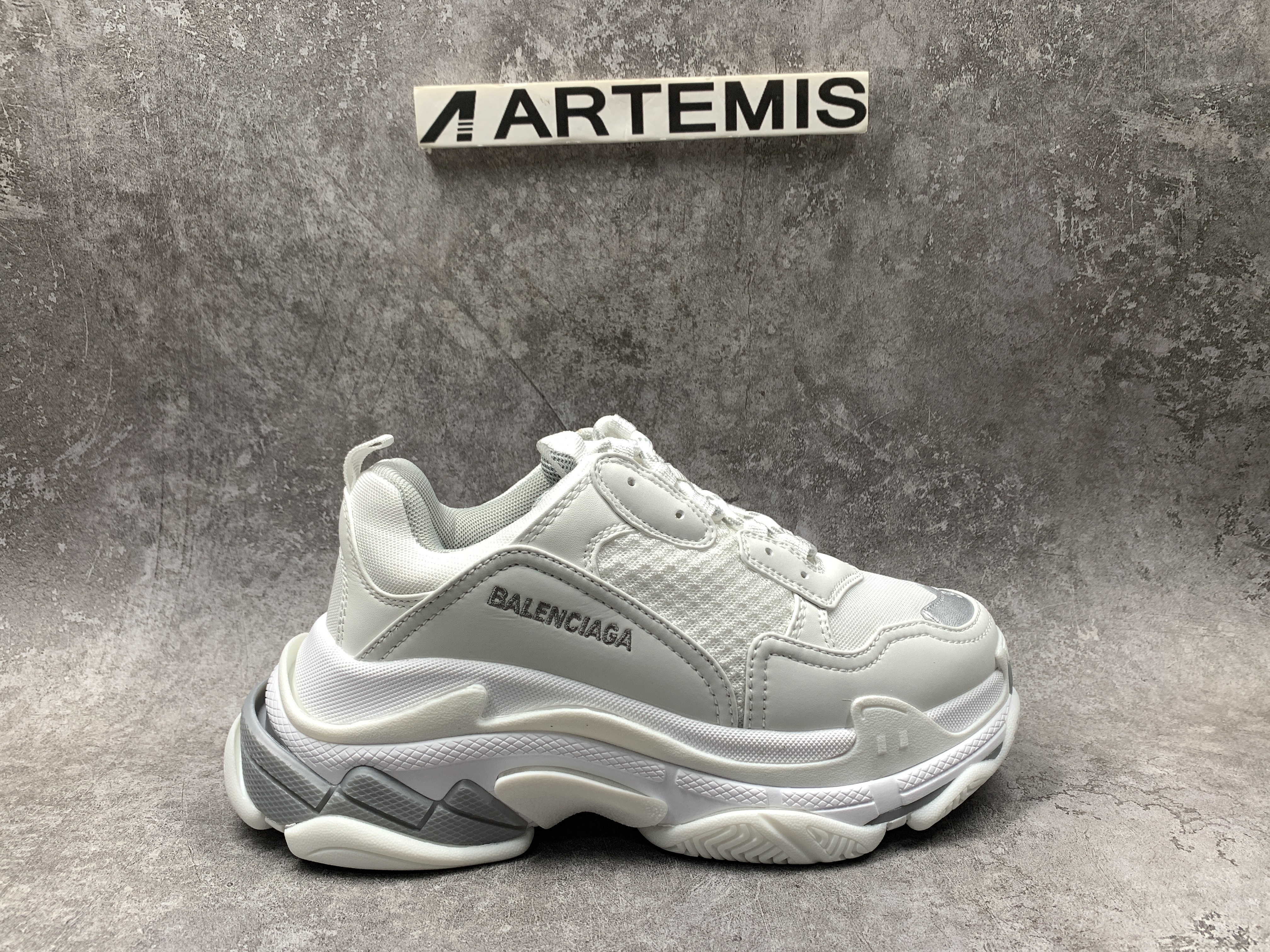Balenciga Triple S Sneaker White and Metal Grey