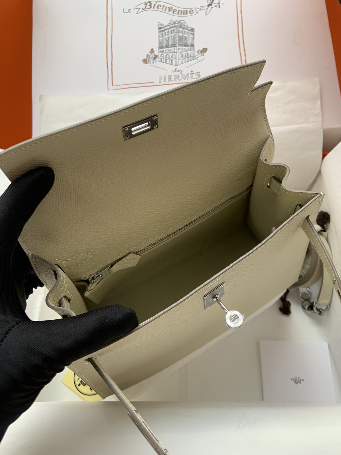 HERMÈS Kelly Silver-tone Hardware 25 28